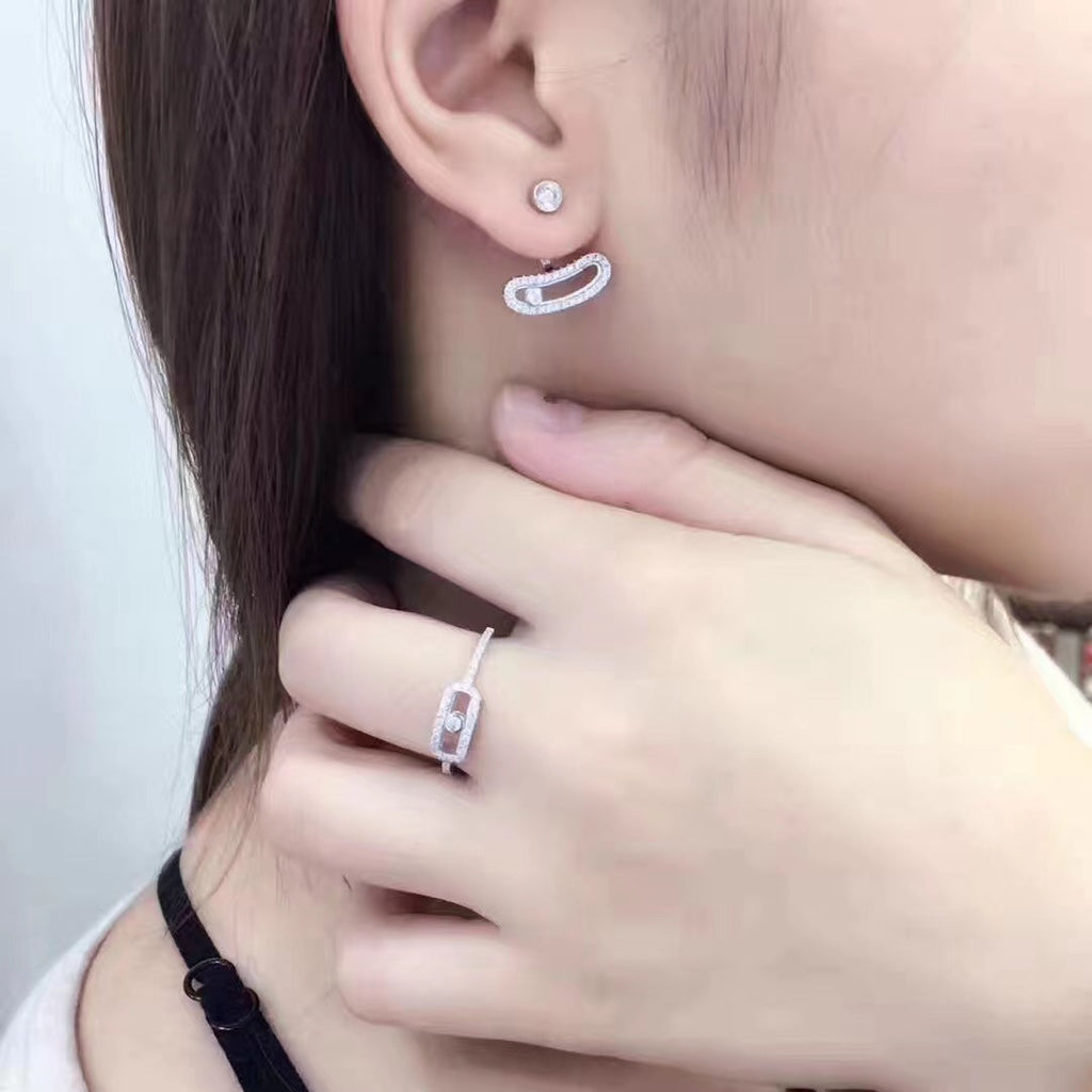 MESSIKA MOVE UNO SILVER DIAMOND EARRINGS