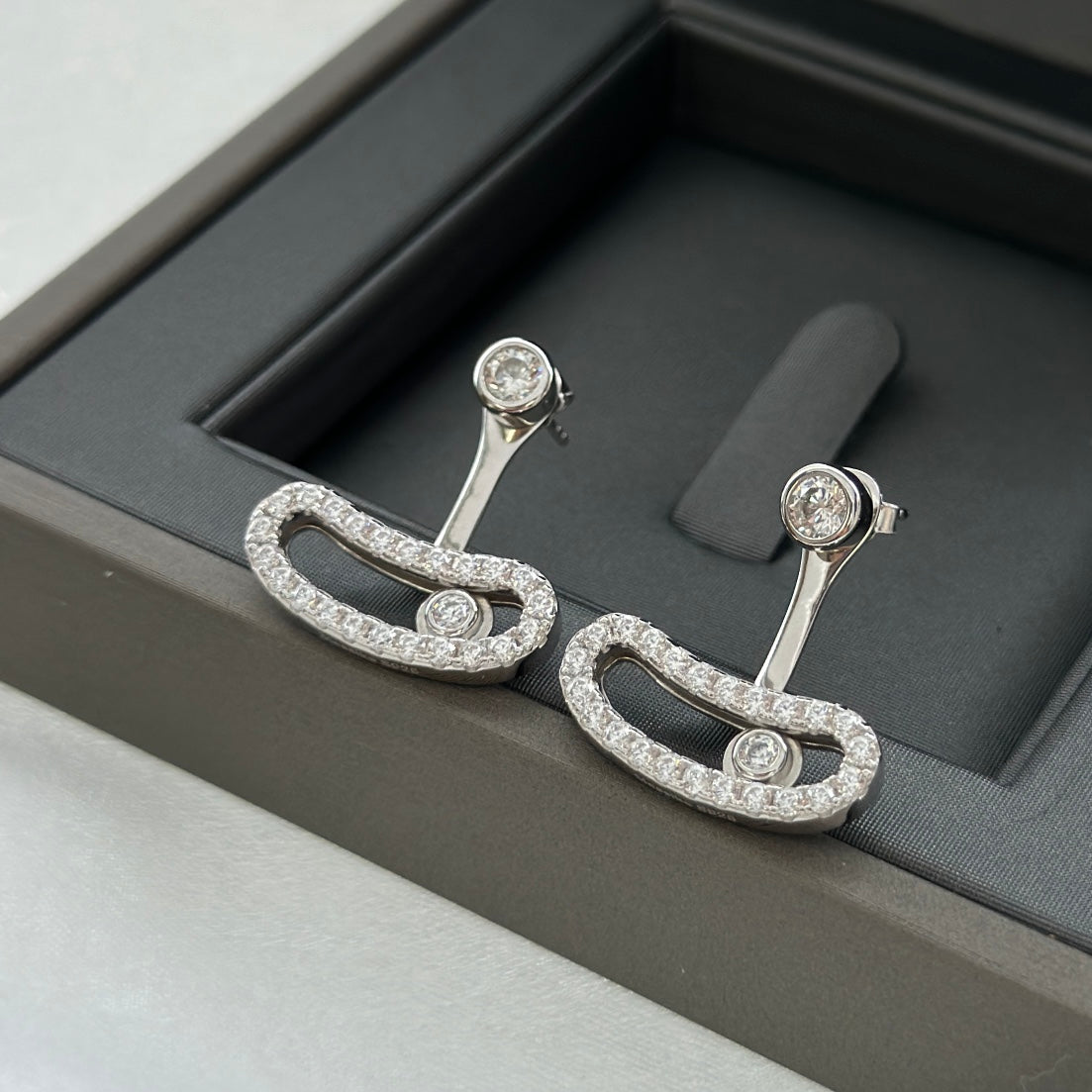 MESSIKA MOVE UNO SILVER DIAMOND EARRINGS
