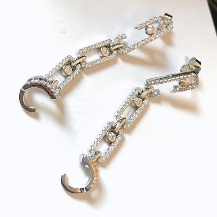 MESSIKA PUCES PAVED LUCKY MOVE SILVER DIAMOND EARRINGS