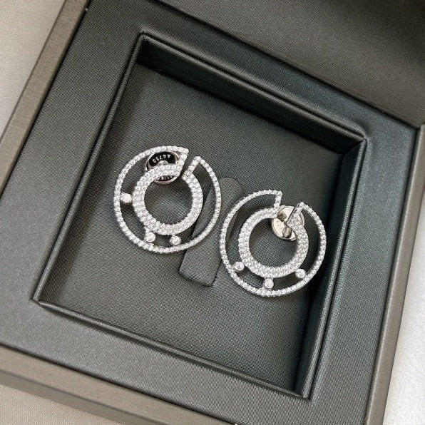 MESSIKA CREOLES MOVE ROMANE PAVED SILVER DIAMOND EARRINGS