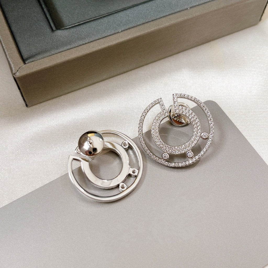 MESSIKA CREOLES MOVE ROMANE PAVED SILVER DIAMOND EARRINGS
