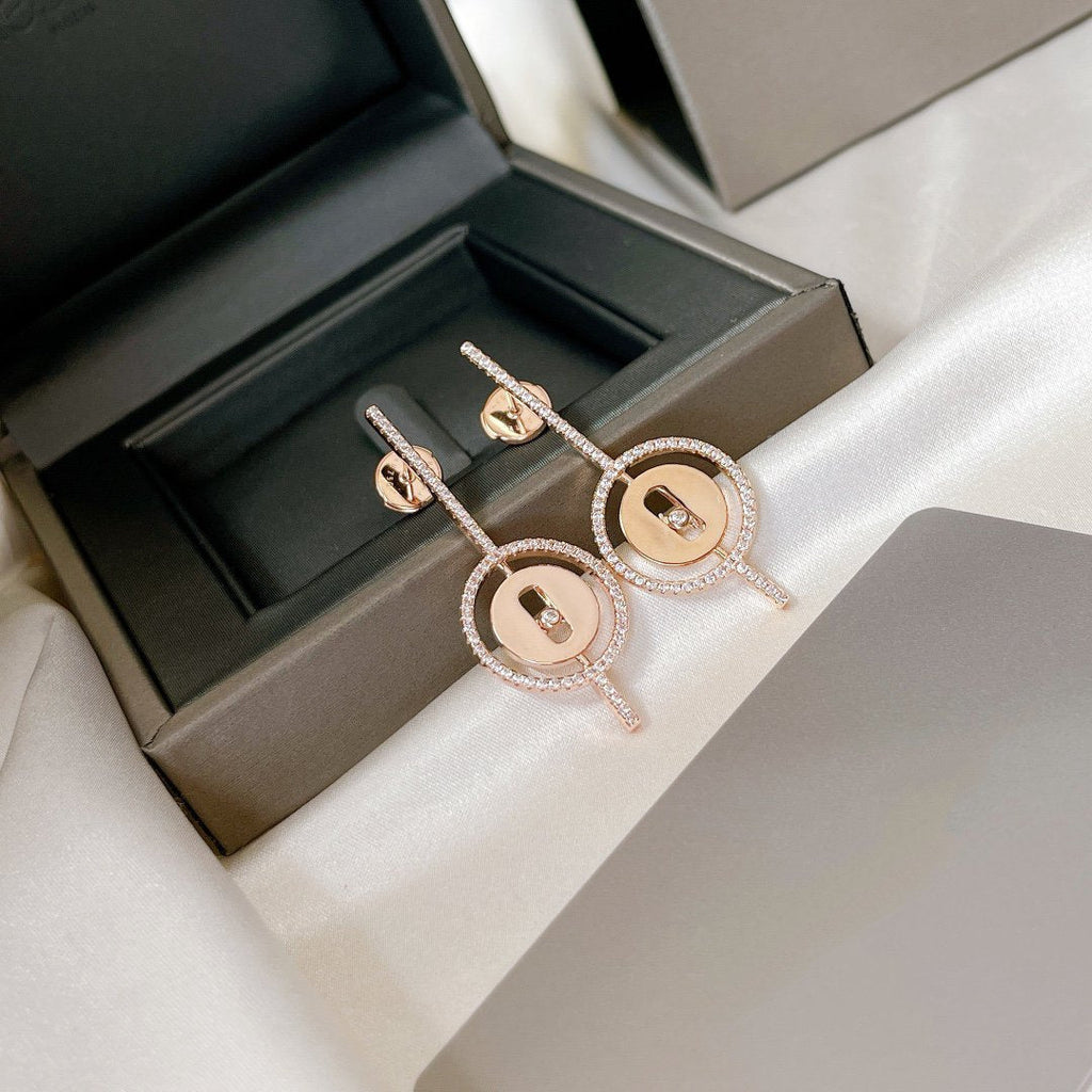 MESSIKA LUCKY MOVE ARROW PINK GOLD DIAMOND EARRINGS