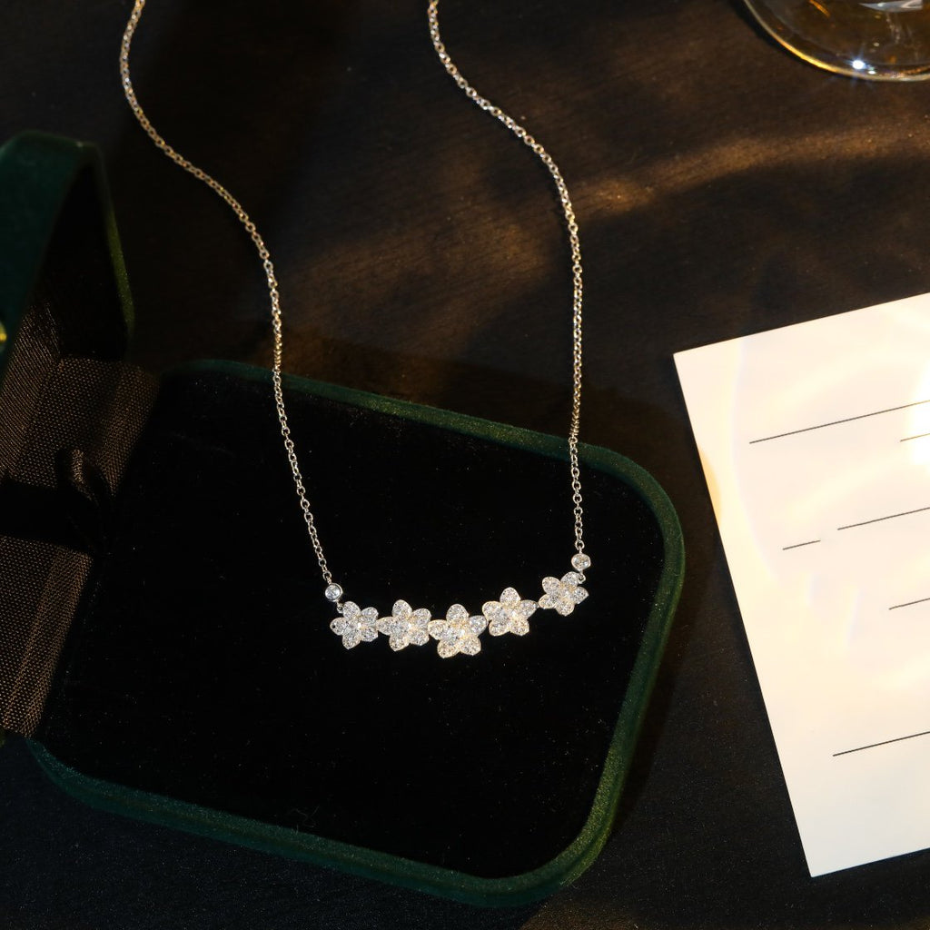 GRAFF WILD FLOWER SILVER DIAMOND LINE NECKLACE