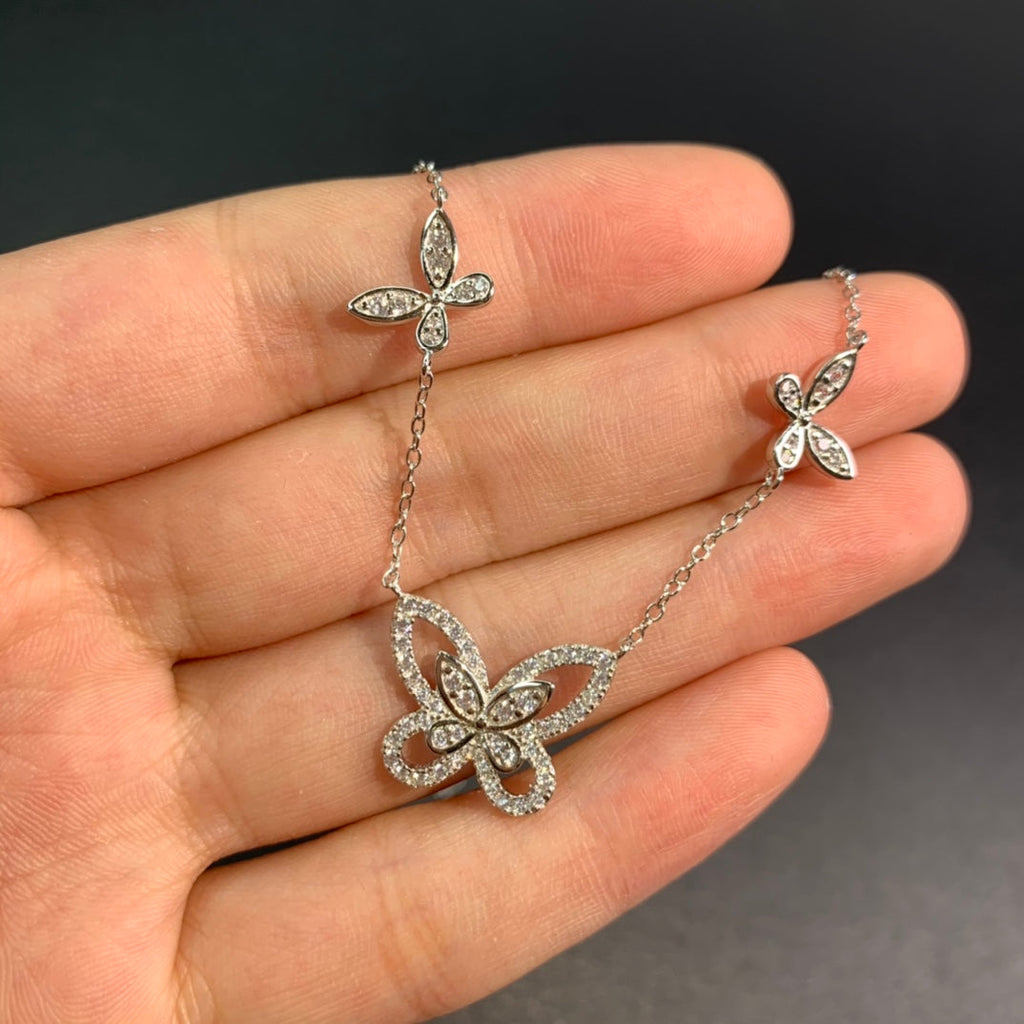 GRAFF MULTI BUTTERFLY SILHOUETTE SILVER DIAMOND NECKLACE