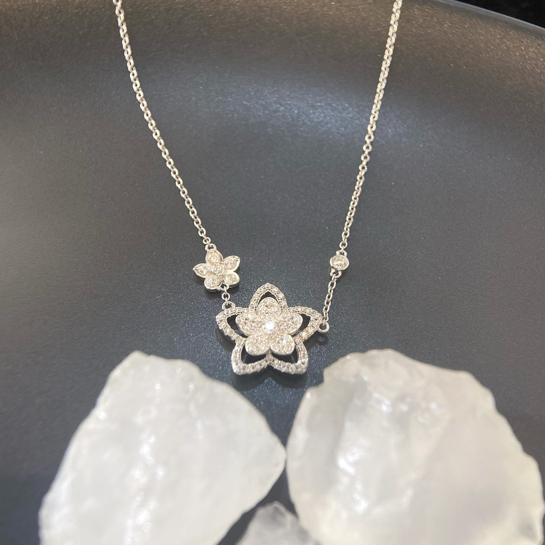 GRAFF WILD FLOWER DOUBLE SILVER DIAMOND NECKLACE