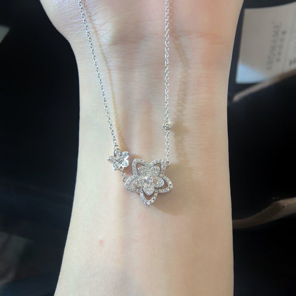 GRAFF WILD FLOWER DOUBLE SILVER DIAMOND NECKLACE