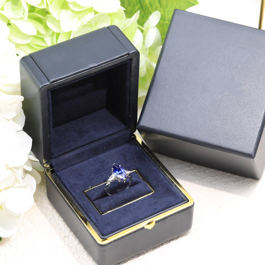 GRAFF PROMISE MARQUISE CUT BLUE DIAMOND ENGAGEMENT RING