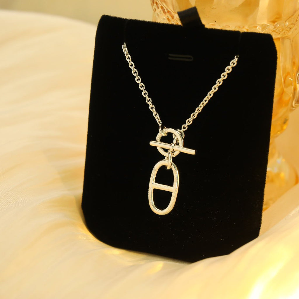 HERMES HM CHAINE D'ANCRE PENDANT NECKLACE STERLING SILVER