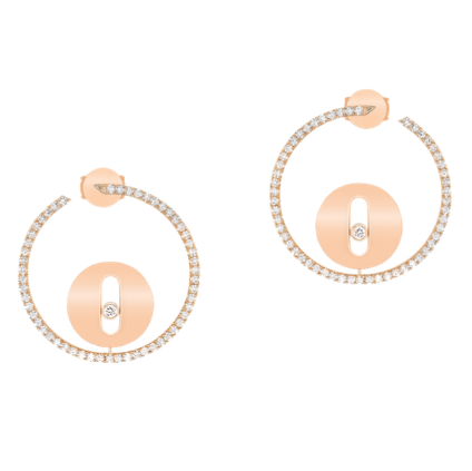 MESSIKA CREOLES LUCKY MOVE PM PINK GOLD DIAMOND EARRINGS