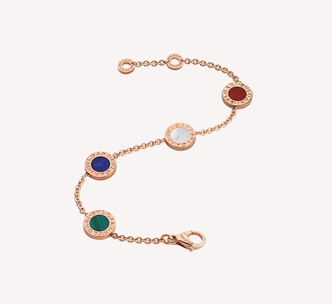 BVLGARI BVL PINK GOLD MULTICOLOR 4 MOTIF BRACELET
