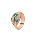BVLGARI SERPENTI RING SNAKE MALACHITE AGATE DIAMOND