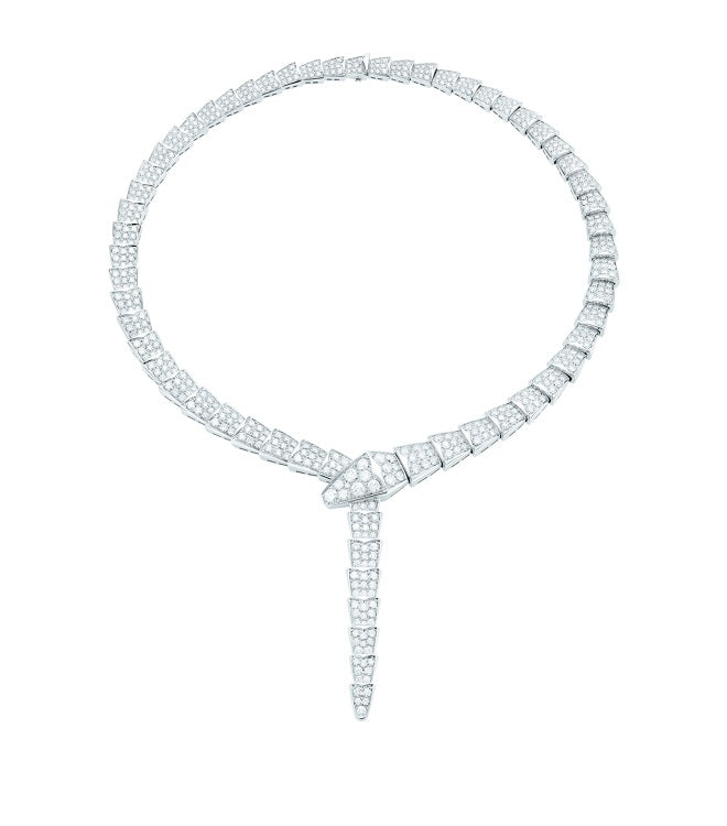 BVLGARI SERPENTI SILVER DIAMOND NECKLACE