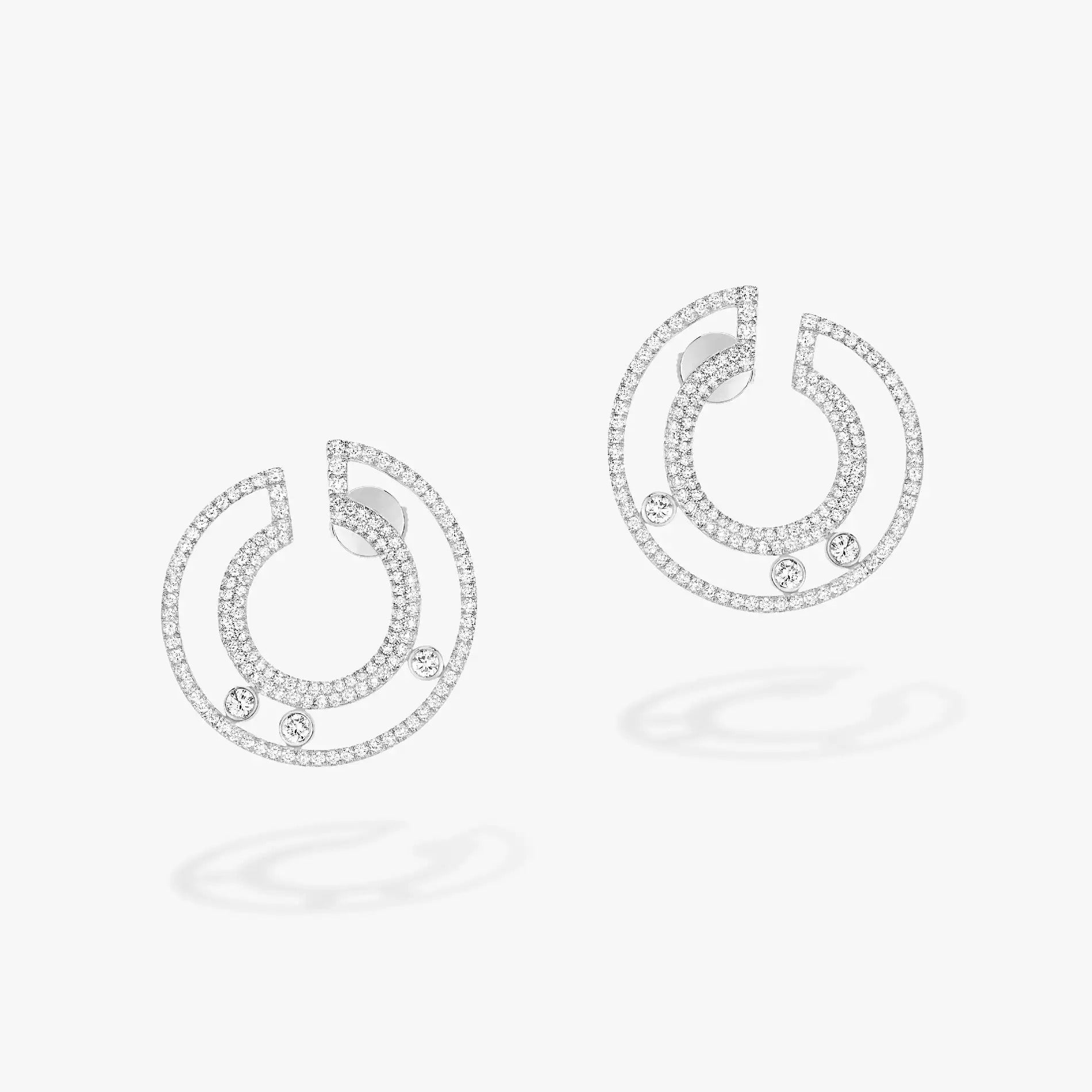 MESSIKA CREOLES MOVE ROMANE PAVED SILVER DIAMOND EARRINGS