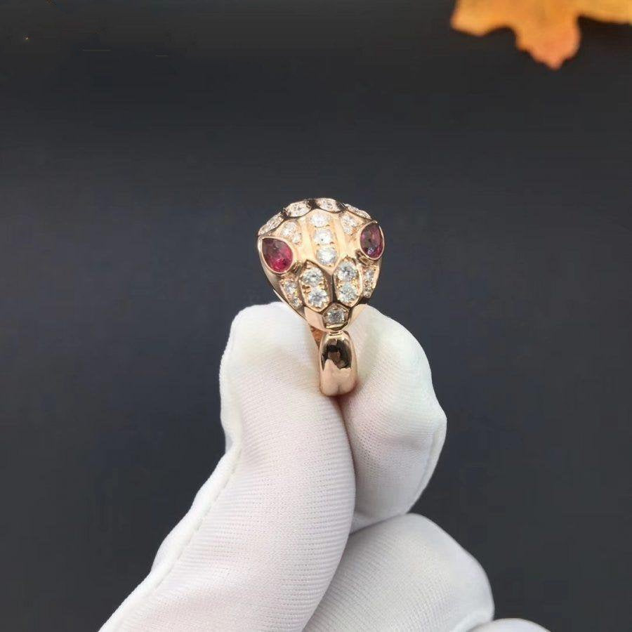 BVLGARI SERPENTI RING SNAKE PINK PINK GOLD DIAMOND