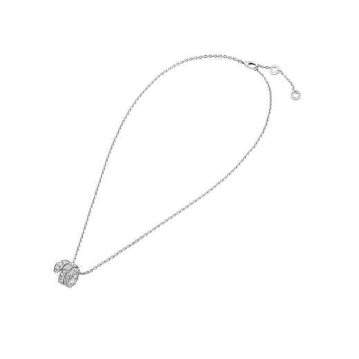 BVLGARI SERPENTI SILVER NECKLACE DOUBLE RING DIAMOND