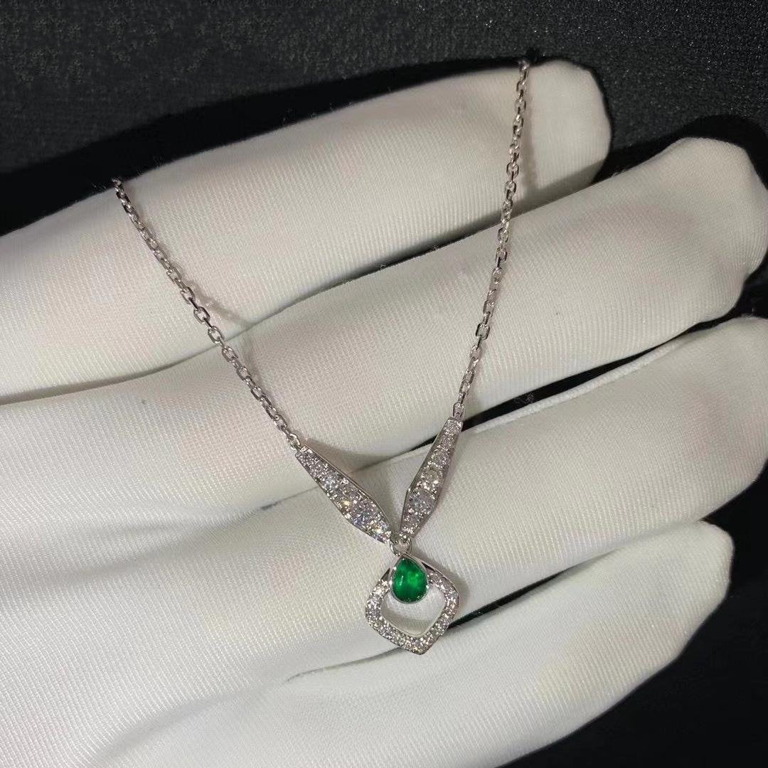 CHAUMET JOSEPHINE MALACHITE SILVER DIAMOND NECKLACE