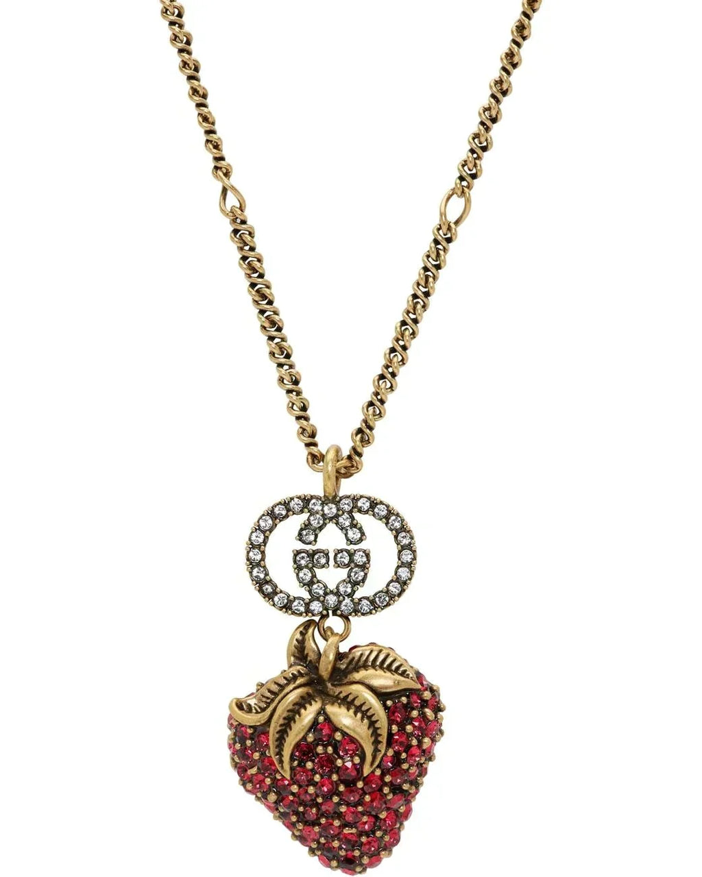 GUCCI GG RED DIAMOND STRAWBERRY NECKLACE