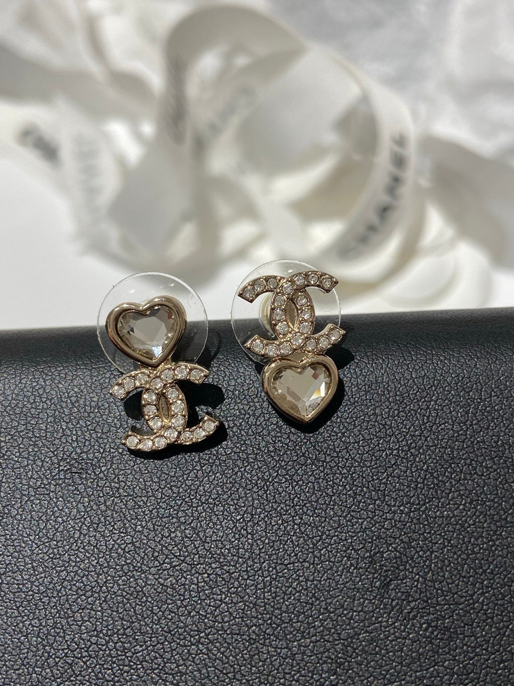 Chanel Asymmetrical Heart Gold Diamond Earrings