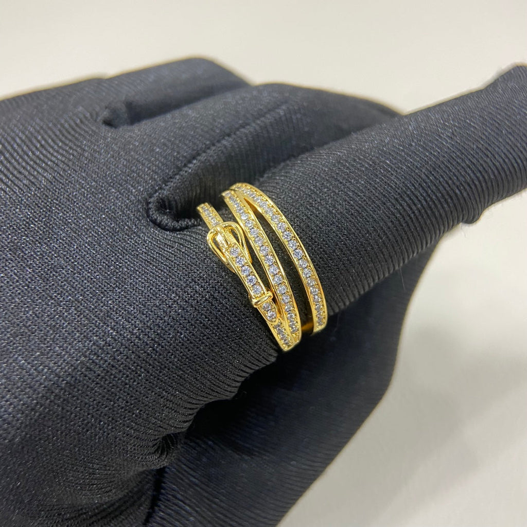 HERMES HM Buckle Diamond 3 Ring