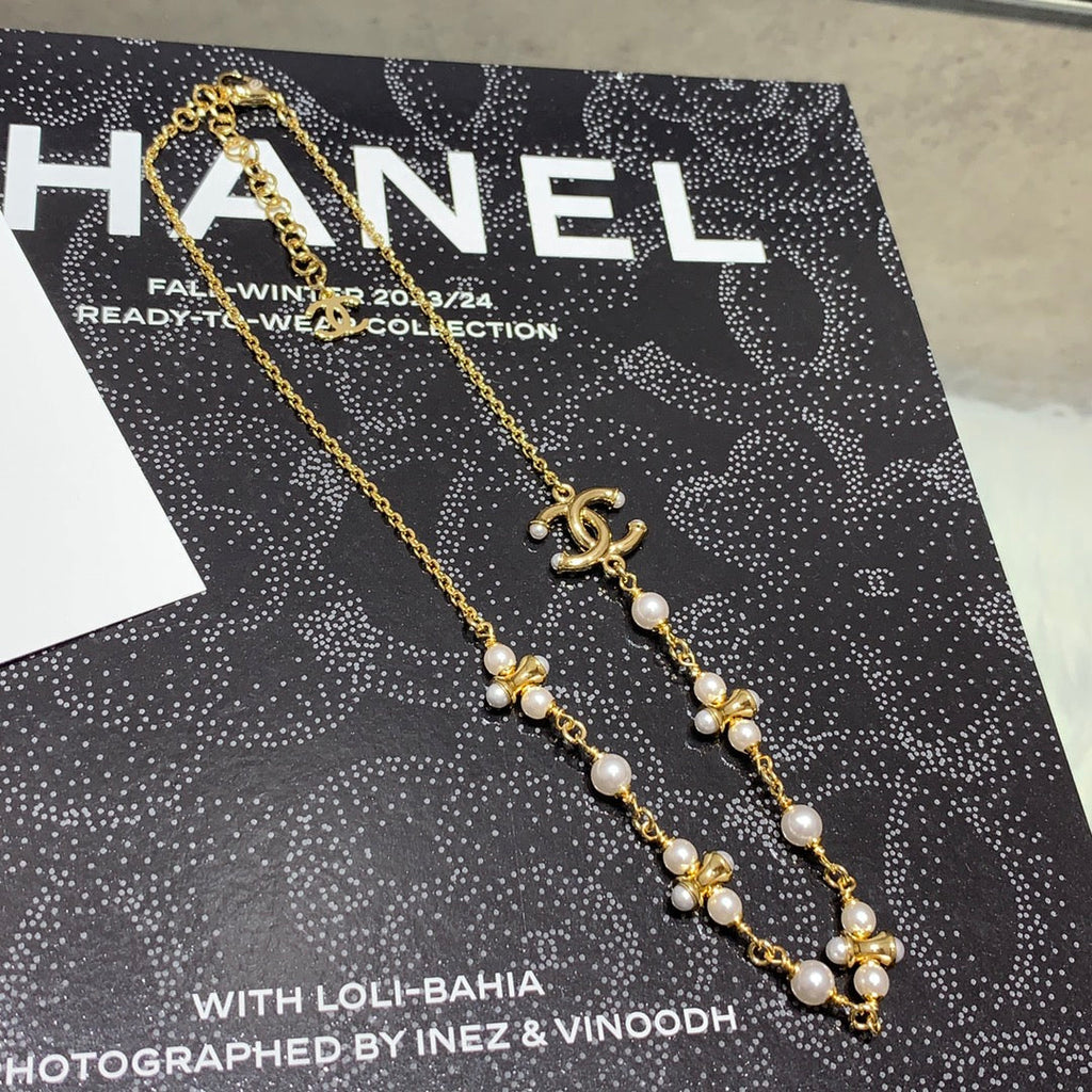 Chanel 2026 Gold Double C Pearl Necklace