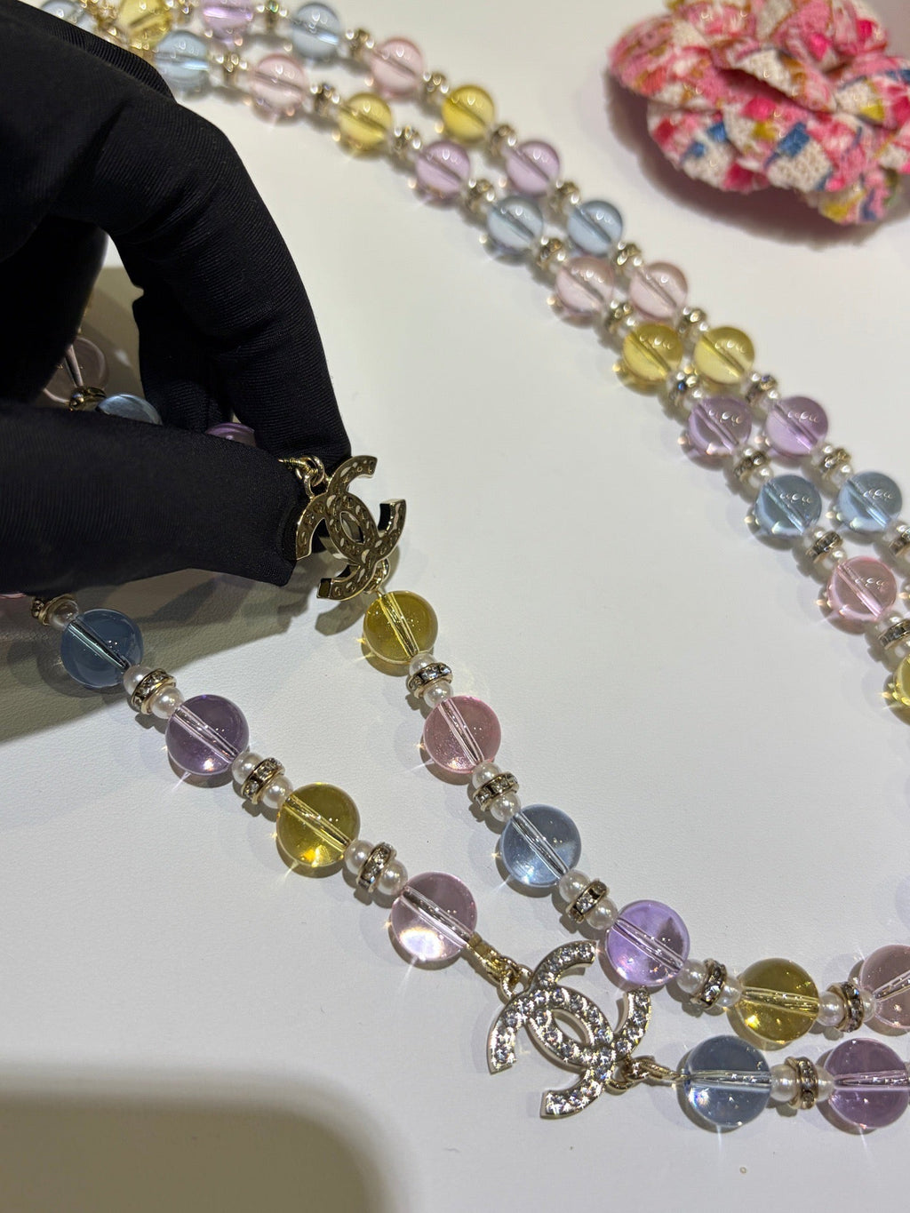 Chanel 2026 Colorful Crystal Full Rhinestone Double C Necklace