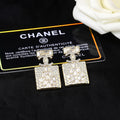 Chanel Perfume Bottle Gold Diamond Earrings