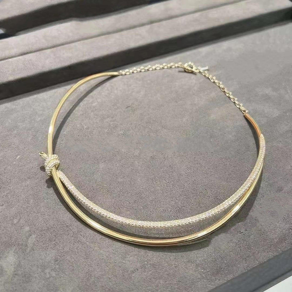 TIFFANY KNOT DOUBLE ROW NECKLACE IN YELLOW GOLD WITH DIAMONDS