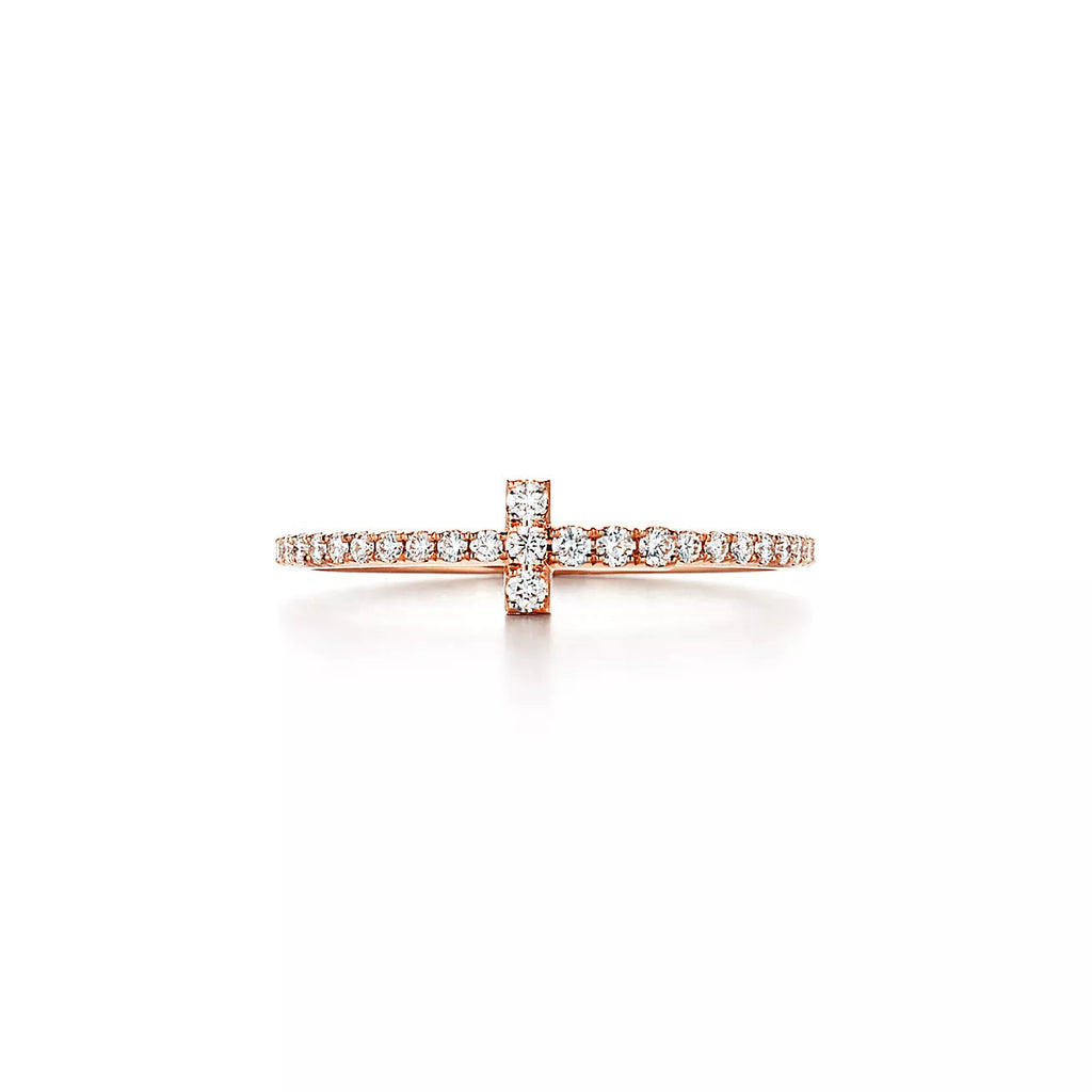 TIFFANY T RING DIAMOND PINK GOLD