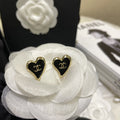 Chanel Double C Gold Love Heart Earrings