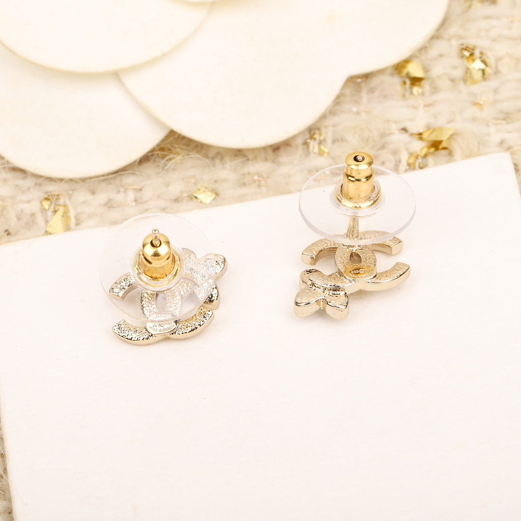 Chanel Double C Flower Gold Earrings