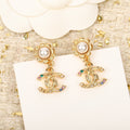 Sunflower Chanel Gold Mutil Diamonds Drop Earrings